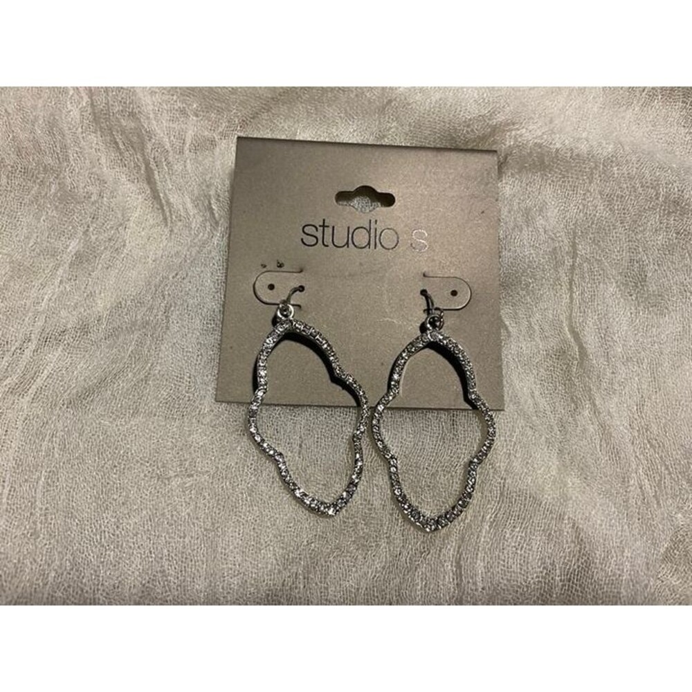 Sears Open Frame Rhinestone Drop Earrings - Picture 3 of 4